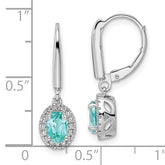 Pure Serenity 14k White Gold 1/5 carat Lab Grown Diamond VS/SI+ G+ and Lab Created Paraiba Leverback Dangle Earrings